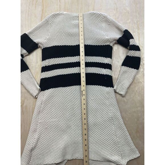 Chaser Cardigan Womens XS Ivory Black Long Sleeve Open Front Long Duster - Picture 5 of 6